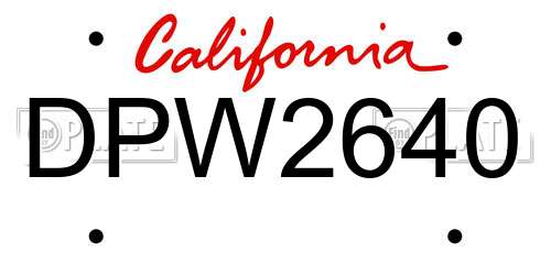 DPW2640 California License Plate