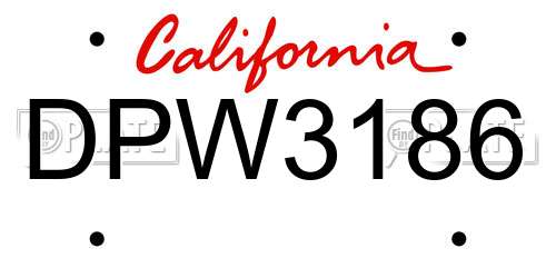 DPW3186 California License Plate