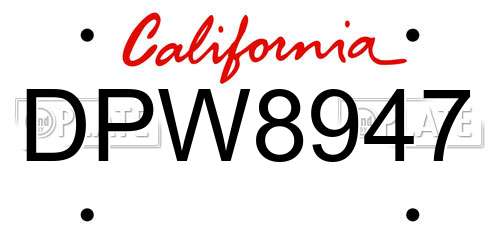 DPW8947 California License Plate