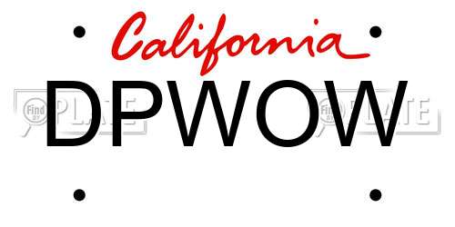 DPWOW California License Plate