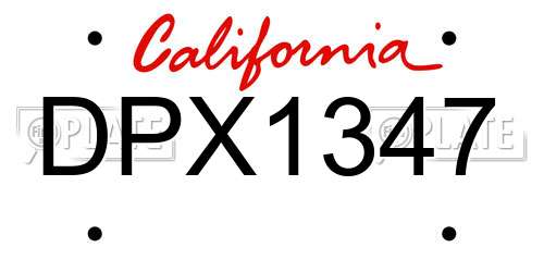 DPX1347 California License Plate