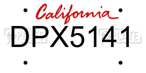 DPX5141 California License Plate