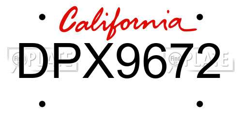 DPX9672 California License Plate