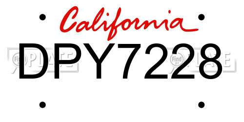 DPY7228 California License Plate