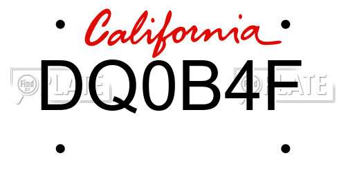 DQ0B4F California License Plate