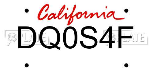 DQ0S4F California License Plate