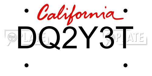 DQ2Y3T California License Plate