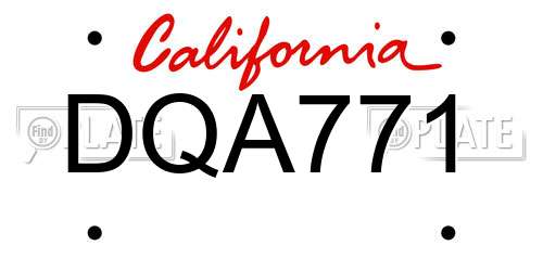 DQA771 California License Plate
