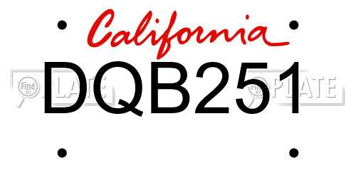 DQB251 California License Plate