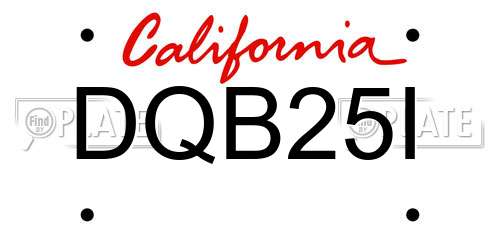 DQB25I California License Plate