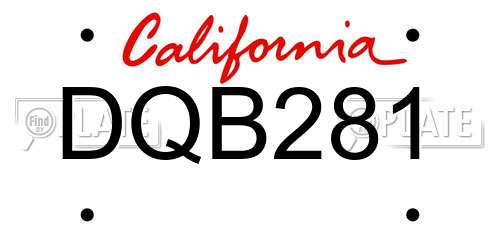 DQB281 California License Plate