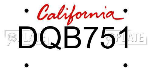 DQB751 California License Plate