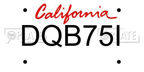 DQB75I California License Plate