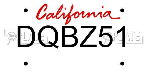 DQBZ51 California License Plate