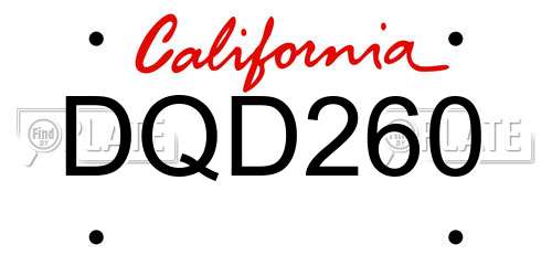 DQD260 California License Plate
