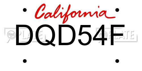 DQD54F California License Plate