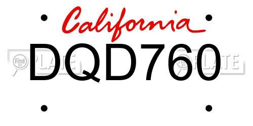 DQD760 California License Plate