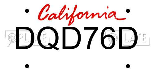 DQD76D California License Plate