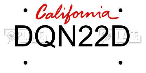 DQN22D California License Plate