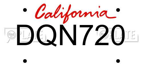 DQN720 California License Plate