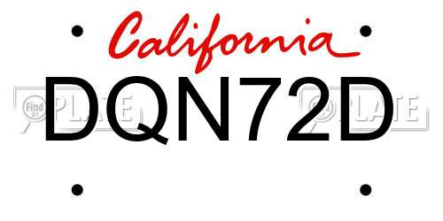 DQN72D California License Plate