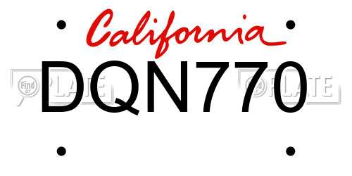 DQN770 California License Plate