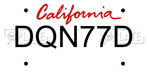 DQN77D California License Plate