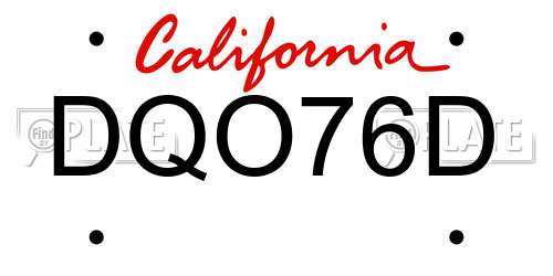 DQO76D California License Plate