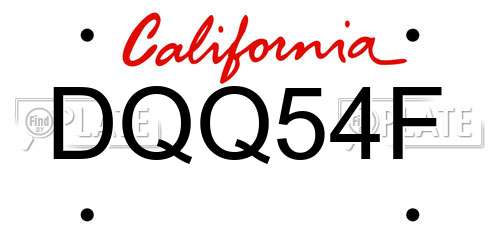 DQQ54F California License Plate