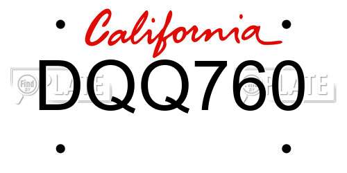 DQQ760 California License Plate