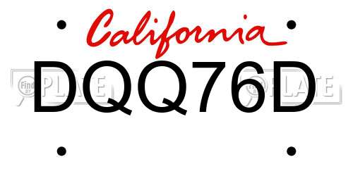 DQQ76D California License Plate
