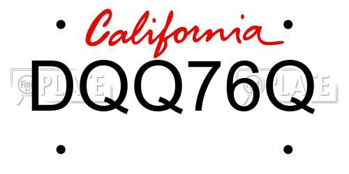 DQQ76Q California License Plate