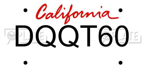 DQQT60 California License Plate