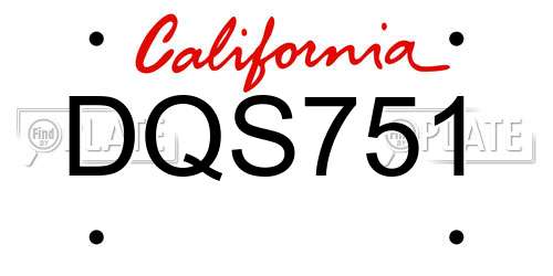 DQS751 California License Plate