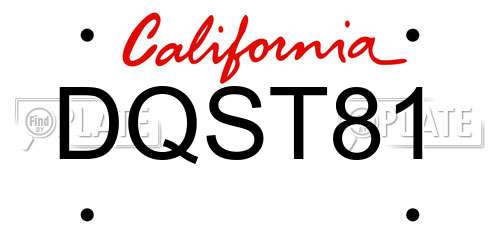DQST81 California License Plate