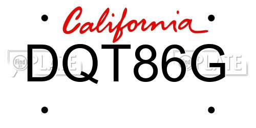 DQT86G California License Plate