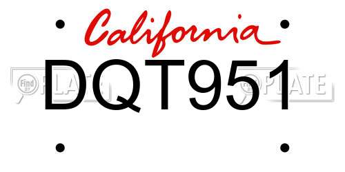 DQT951 California License Plate