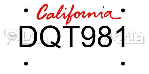 DQT981 California License Plate