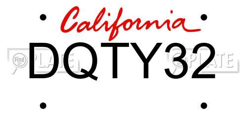 DQTY32 California License Plate