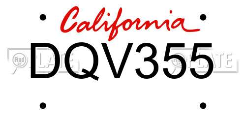 DQV355 California License Plate