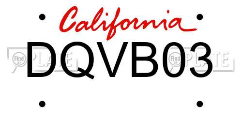 DQVB03 California License Plate