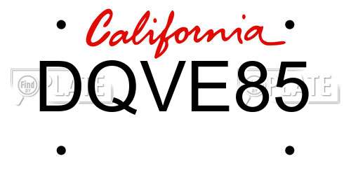 DQVE85 California License Plate