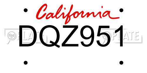 DQZ951 California License Plate
