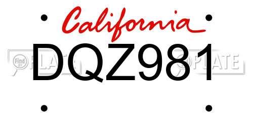 DQZ981 California License Plate