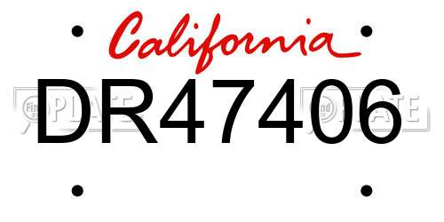 DR47406 California License Plate