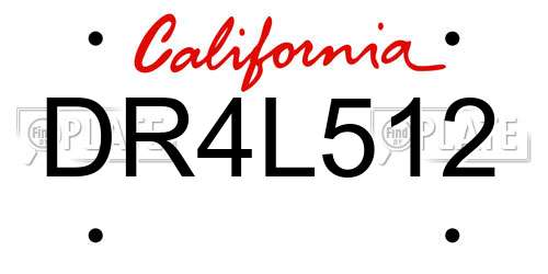 DR4L512 California License Plate