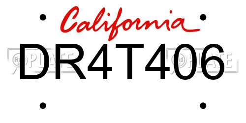 DR4T406 California License Plate