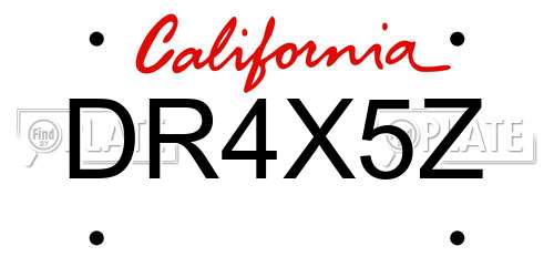 DR4X5Z California License Plate