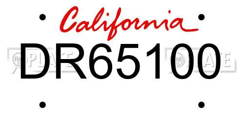 DR65100 California License Plate