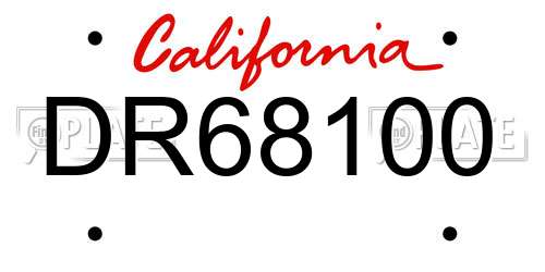 DR68100 California License Plate